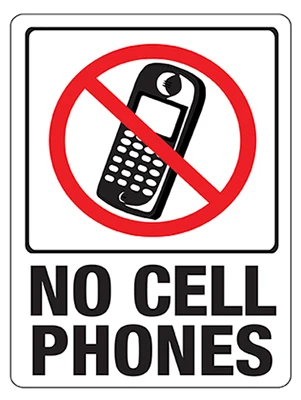 No Cell Phones Sign, 8.5 x 12-In.