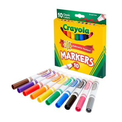 Broad Tip Coloring Markers, 10-Ct.
