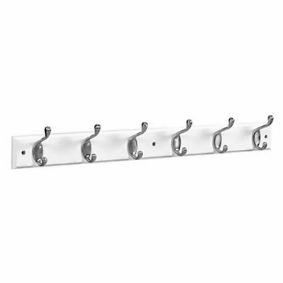 27" SN/WHT 6 Hook Rail