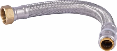 Water Softener Connector, Braided Stainless Steel, 3/4 x 1 In. FIP