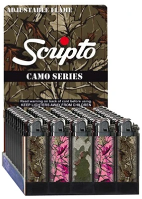 Disposable Lighter With Assorted Camo Designs - Adjustable Flame