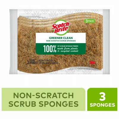 Greener Clean Non-Scratch Scrub Sponge, 4.5 x 2.7 In., 3-Pk.