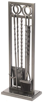5-Pc. Fireplace Tool Set, Modern Twist, Antique Iron Steel