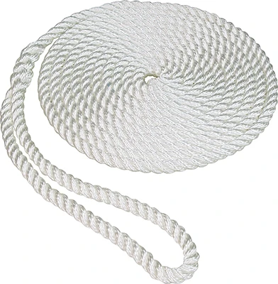 Twisted Nylon Dockline, White, 1/2 In. x 15 Ft.