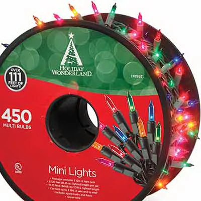 Christmas Mini Light Set Multi Color 450 Count Reel