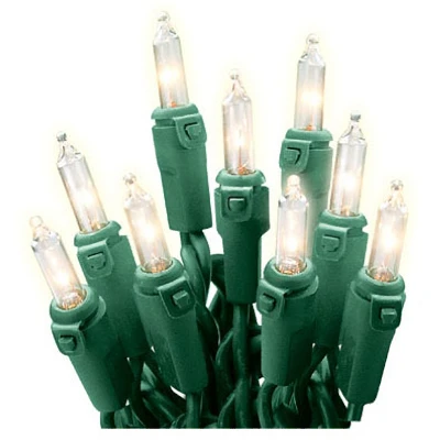 150 Count Clear Stay-lit Mini Christmas Light Set, 49.6' Lighted Length