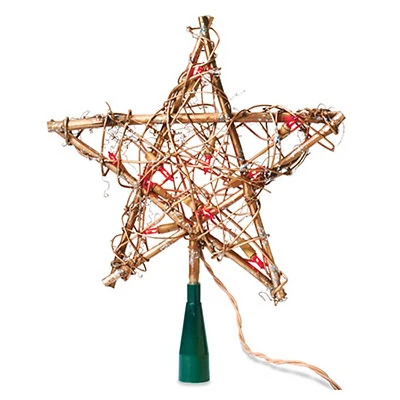 Christmas Tree Topper Star Amber Grapevine with 10 Warm White Lights