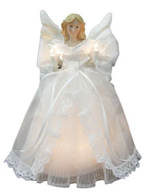 Lighted Christmas Tree Top Angel, 10-inch With Clear Incandescent Lights