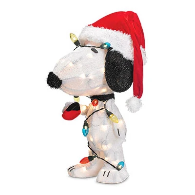Three-Dimensional Snoopy Christmas Lawn Decoration with Lights, Twenty-Four Inch