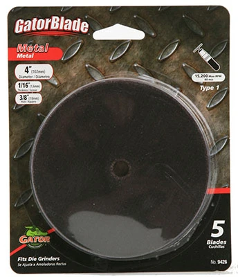 Metal Cut Off Blade, For Die Grinders, 4 x 1/16 x 3/8 In., 5-Pk.