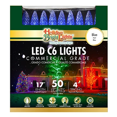 Commercial-grade Christmas Led 50-light Set, C6, Blue, 17.3' Total Length