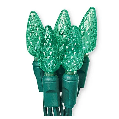 Commercial-grade Christmas Led 50-light Set, C6, Green Cord, 17.3' Total Length
