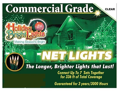 Commercial-Grade Christmas Net Lights, Clear Bulbs, 150 Lights, 4 by 6 Feet