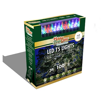 Christmas LED 100-Light Set T5 Multi-Color Commercial-Grade String Lights