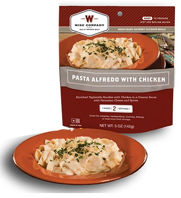 Camp Food Pasta Alfredo with Chicken, Ready-to-Eat, 2-Serving Pouch
