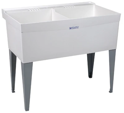 Laundry Tub, Double, White, 40 x 24 In.