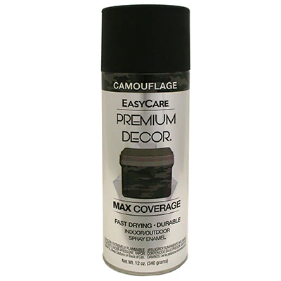 Premium Decor Spray Paint, Camouflage Flat Black, 12 Ounce Can