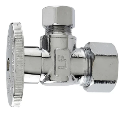 Angle Supply Stop Valve, Chrome, 5/8-in. X 3/8-in. Compression