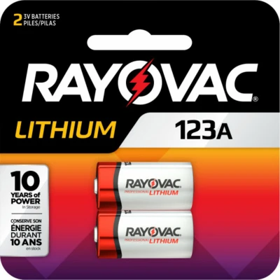 123A Lithium Batteries, 2 Pack