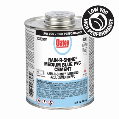 Rain-R-Shine Blue PVC Pipe Cement, Medium Bodied, 32 oz.