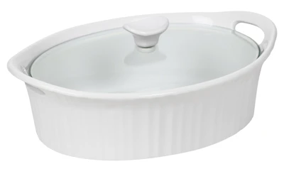 Casserole Dish with Glass Cover, Oval, French White III, 2.5-Qts.