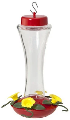 Bird Feeder, Hummingbird, Clear Swirl Glass, 4-Perch, 16-oz.