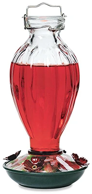 Hummingbird Feeder, Fluted Glass, 20-oz.
