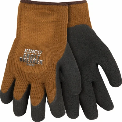 Frost Breaker Thermal Work Gloves with Latex Palm, Brown Knit Fabric, Large Size