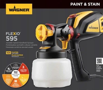 Flexio 595 Handheld Paint Sprayer with Adjustable Spray Settings for Interior and Exterior Use