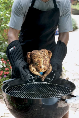Barbecue Mitt, Black with Red Kettle