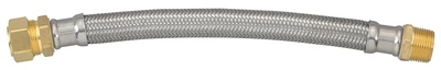 Braided Stainless Steel Water Heater Connector, 7/8 Inch Compression by 3/4 Inch Male Iron Pipe, 12 Inch Length