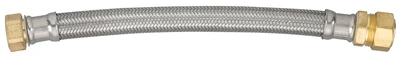 Lead-Free Braided Stainless Steel Water Heater Connector 7/8 Inch Compression by 3/4 Inch Female Iron Pipe Thread by 18 Inch Length