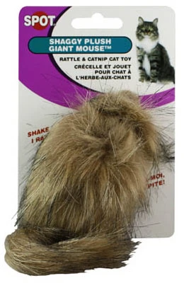 Shaggy Plush Giant Mouse Cat Toy With Catnip