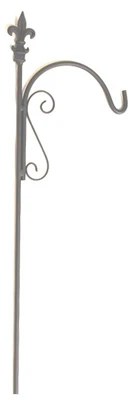 90-inch Matte Black Shepherds Hook With Fleur De Lis Design