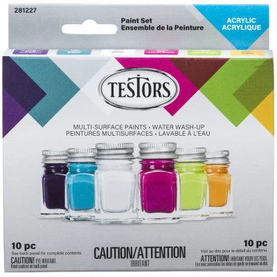 Trend Gloss Acrylic Paint Set With Brushes - 6 Colors, 6.4 Oz