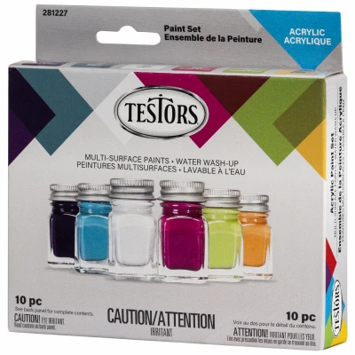 Trend Gloss Acrylic Paint Set With Brushes - 6 Colors, 6.4 Oz