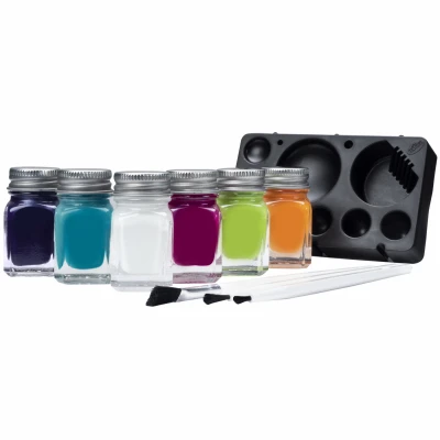 Trend Gloss Acrylic Paint Set With Brushes - 6 Colors, 6.4 Oz