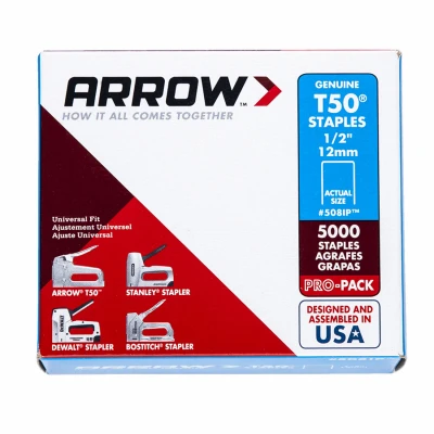 T-50 Staples, 1/2 In., 5,000-Pk.