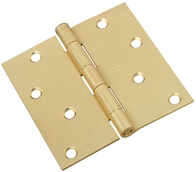 Door Hinge, Interior, Square-Edge, Satin Brass, 4 In.