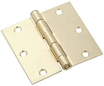 Door Hinge, Interior, Square-Edge, Satin Brass, 3-1/2 In.