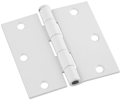 Door Hinge, Interior, Square-Edge, White, 3-1/2 In., 3-Pk.