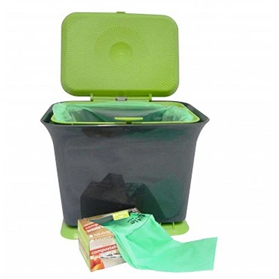 Fresh Air Kitchen Compost Collector in Green Slate, 1.5 Gallon Capacity