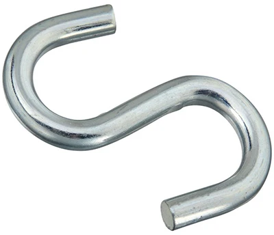 Heavy Open S-Hook, Zinc, 4 In.