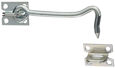 Gate Hook With Plate Staples, Zinc/Steel, 5 In.
