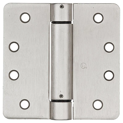 Spring Door Hinge, Adjustable, Nickel, 4 In.