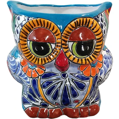 8-Inch Double-Fired Hand-Painted Ceramic Owl Planter