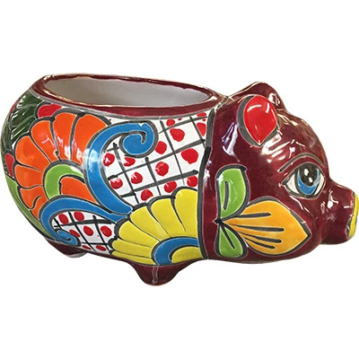 Hand-painted Double-fired Ceramic Pig Planter, 6-inch - Avera Products