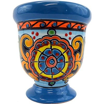 Ceramic Planter, Pedestal, Double-fired, Hand-painted, 7 Inch