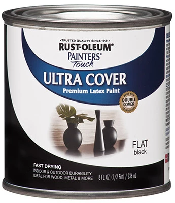 Painter's Touch Ultra Cover Latex Paint, Flat Black, 1/2-Pint