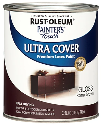 Painter's Touch Ultra Cover Latex Paint, Kona Brown Gloss, 1-Qt.